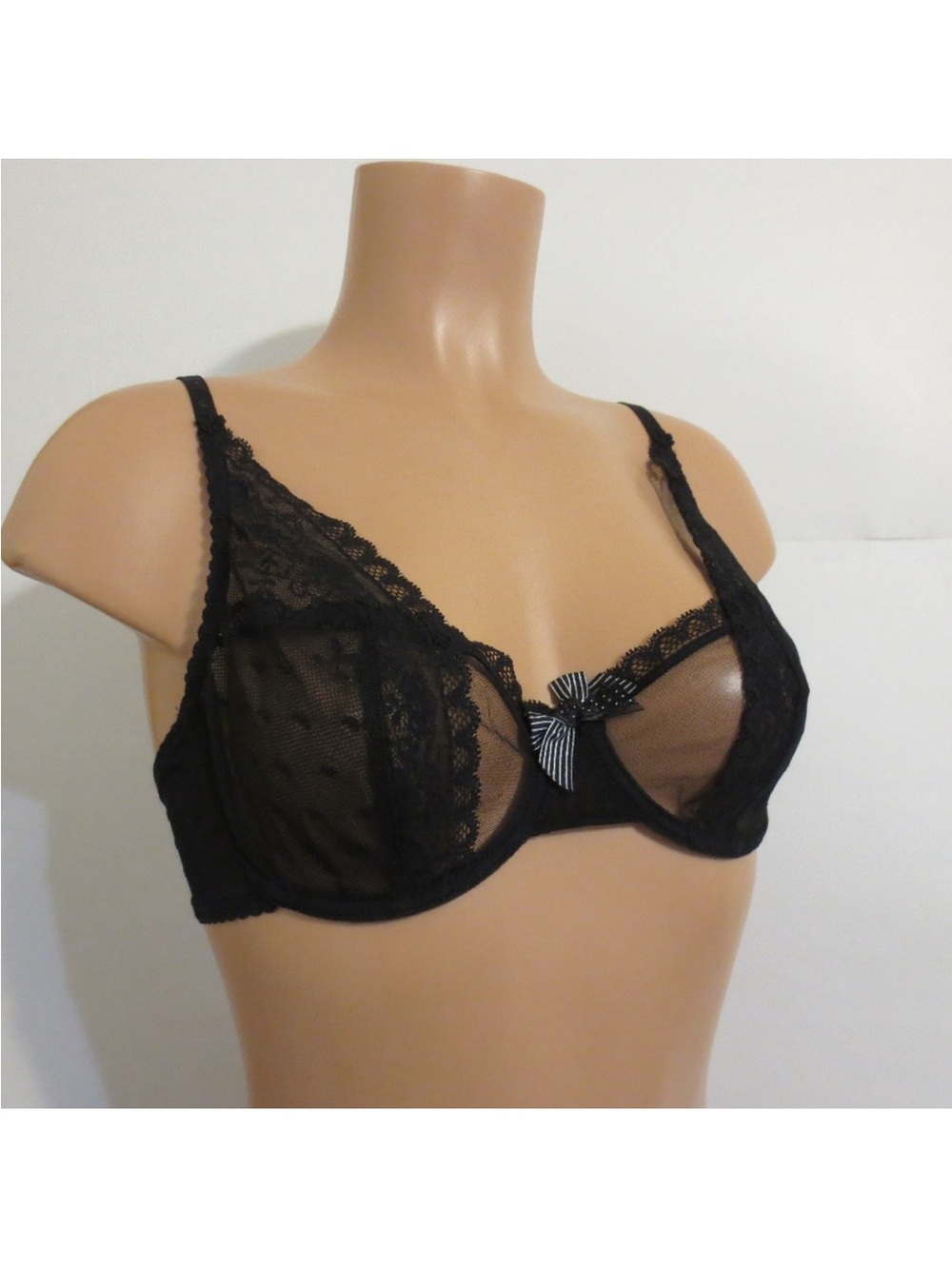 Passionata Sheer Lace Underwire Bra in Black - Elegant Women's Intimates 38B
